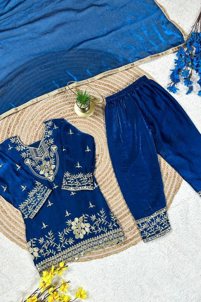 Kids Palazzo Set Ready to Wear | Premium Pure GMY Silk - Fully Stitched - Rosepetals Luxe