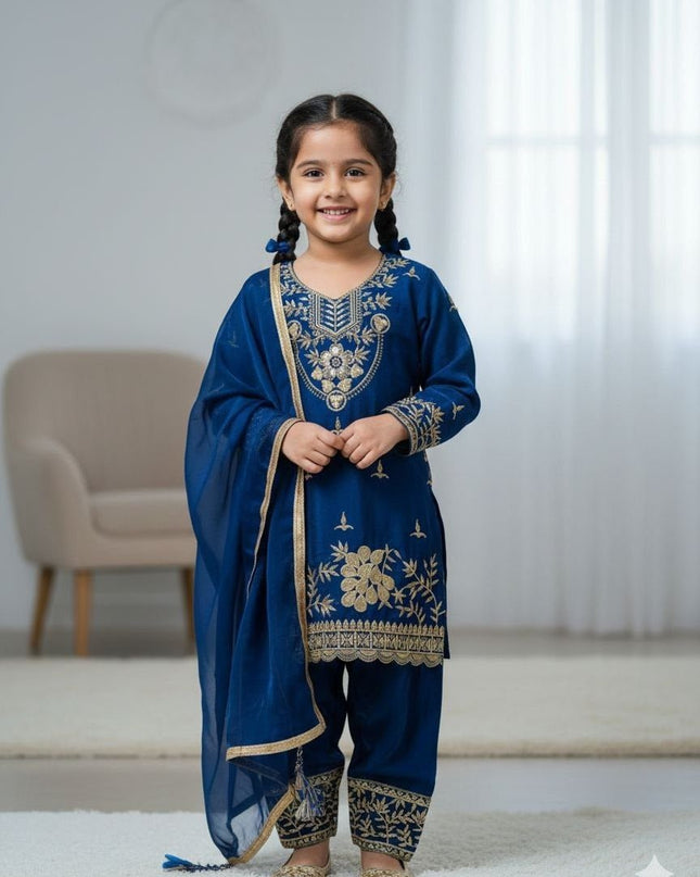 Kids Palazzo Set Ready to Wear | Premium Pure GMY Silk - Fully Stitched - Rosepetals Luxe