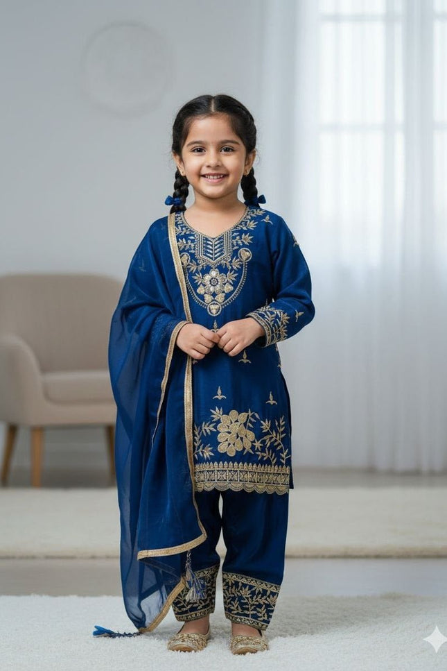 Kids Palazzo Set Ready to Wear | Premium Pure GMY Silk - Fully Stitched - Rosepetals Luxe