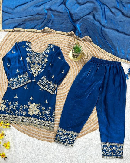 Kids Palazzo Set Ready to Wear | Premium Pure GMY Silk - Fully Stitched - Rosepetals Luxe
