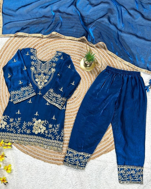 Kids Palazzo Set Ready to Wear | Premium Pure GMY Silk - Fully Stitched - Rosepetals Luxe