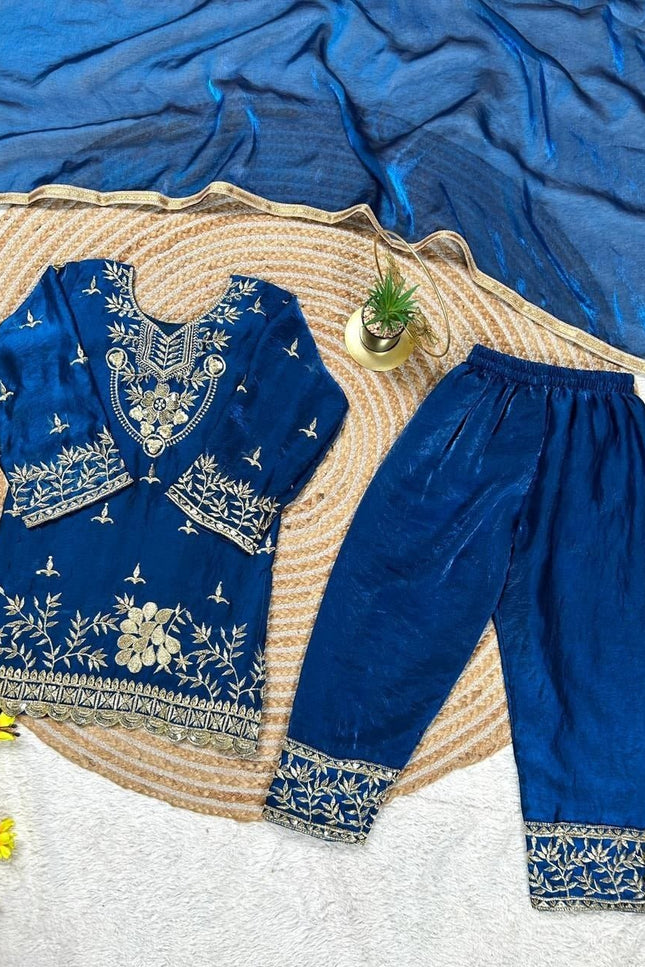 Kids Palazzo Set Ready to Wear | Premium Pure GMY Silk - Fully Stitched - Rosepetals Luxe