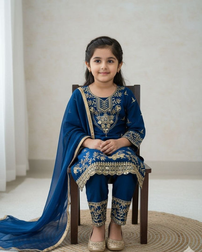 Kids Palazzo Set Ready to Wear | Premium Pure GMY Silk - Fully Stitched - Rosepetals Luxe