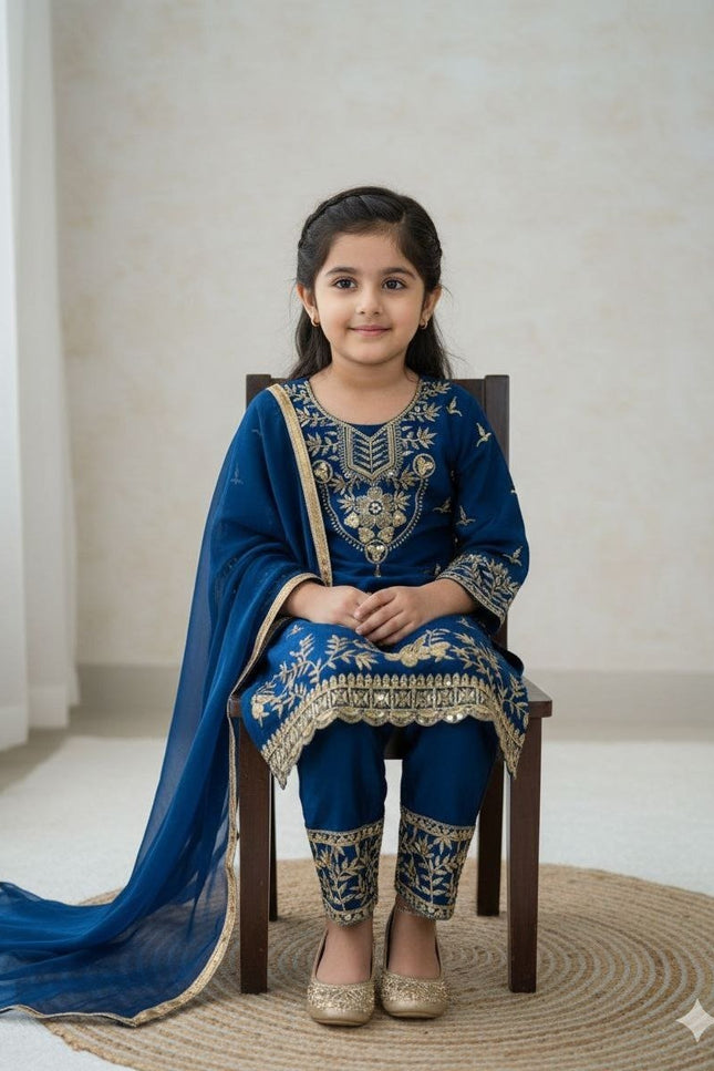 Kids Palazzo Set Ready to Wear | Premium Pure GMY Silk - Fully Stitched - Rosepetals Luxe