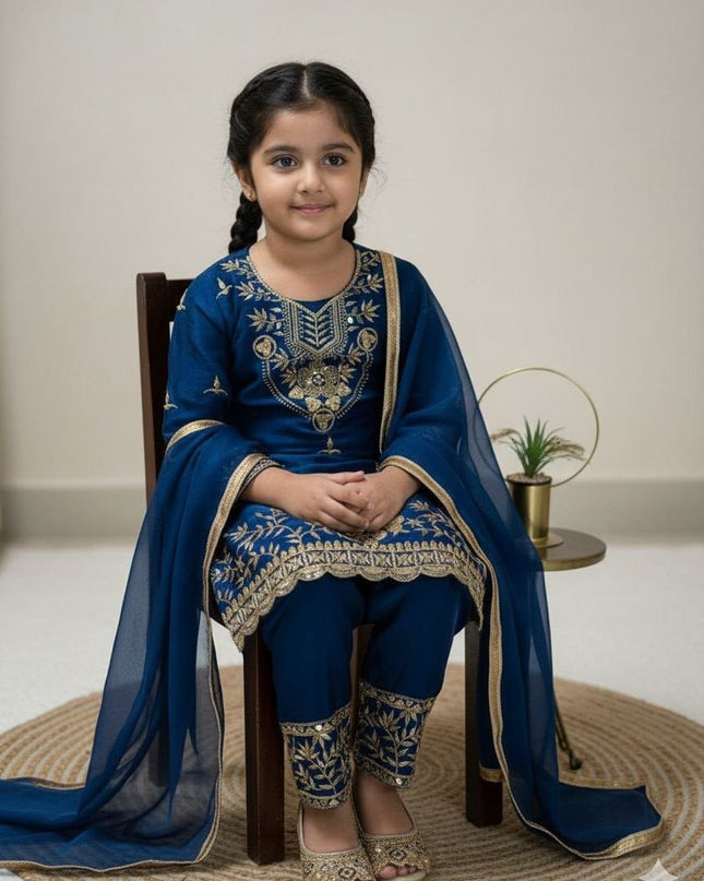 Kids Palazzo Set Ready to Wear | Premium Pure GMY Silk - Fully Stitched - Rosepetals Luxe