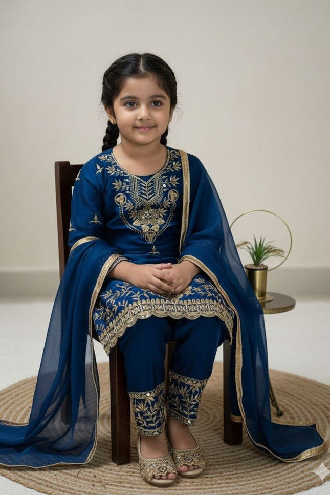 Kids Palazzo Set Ready to Wear | Premium Pure GMY Silk - Fully Stitched - Rosepetals Luxe