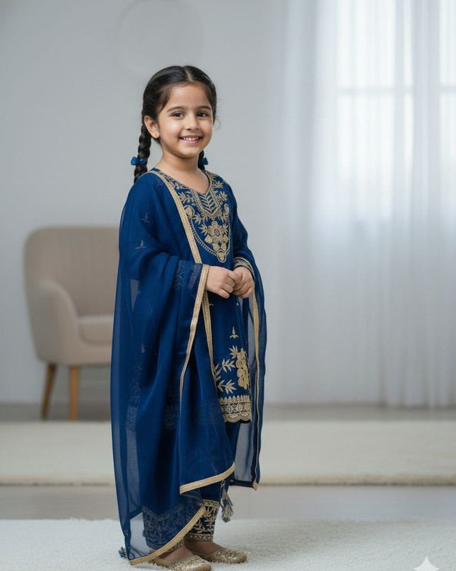 Kids Palazzo Set Ready to Wear | Premium Pure GMY Silk - Fully Stitched - Rosepetals Luxe