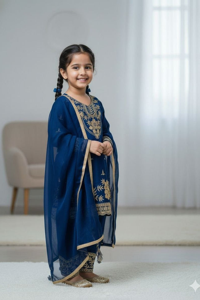 Kids Palazzo Set Ready to Wear | Premium Pure GMY Silk - Fully Stitched - Rosepetals Luxe