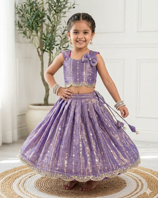 Kids Pattu Pavada Silk Lehenga Blouse Set - Rosepetals Luxe