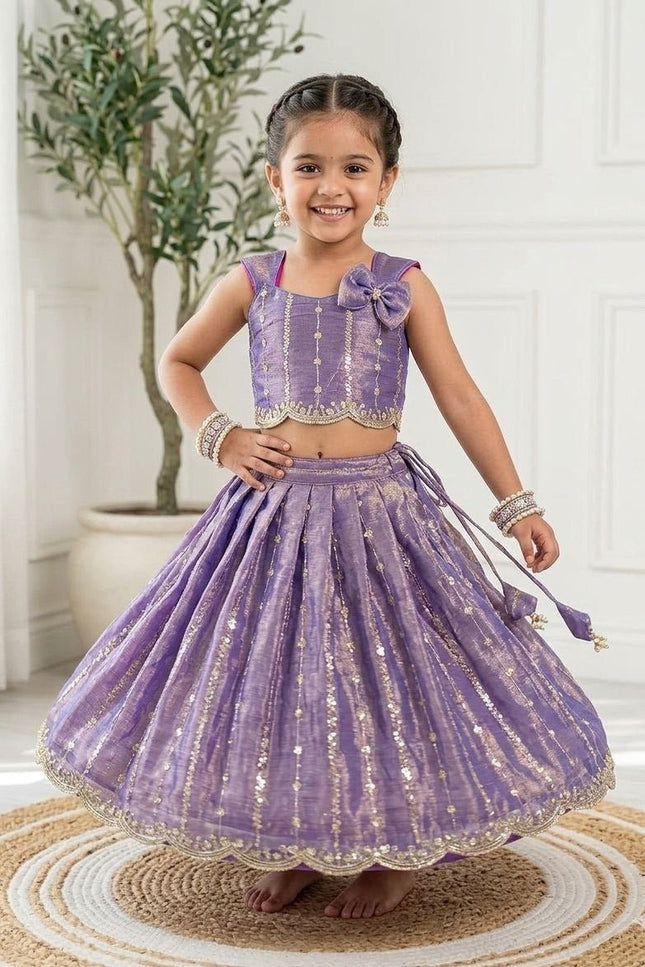 Kids Pattu Pavada Silk Lehenga Blouse Set - Rosepetals Luxe