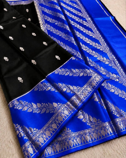 Lichi Tussar Silk Saree | Plant & Flower Butta Weave | Kanchipuram Contrast Border - Rosepetals Luxe