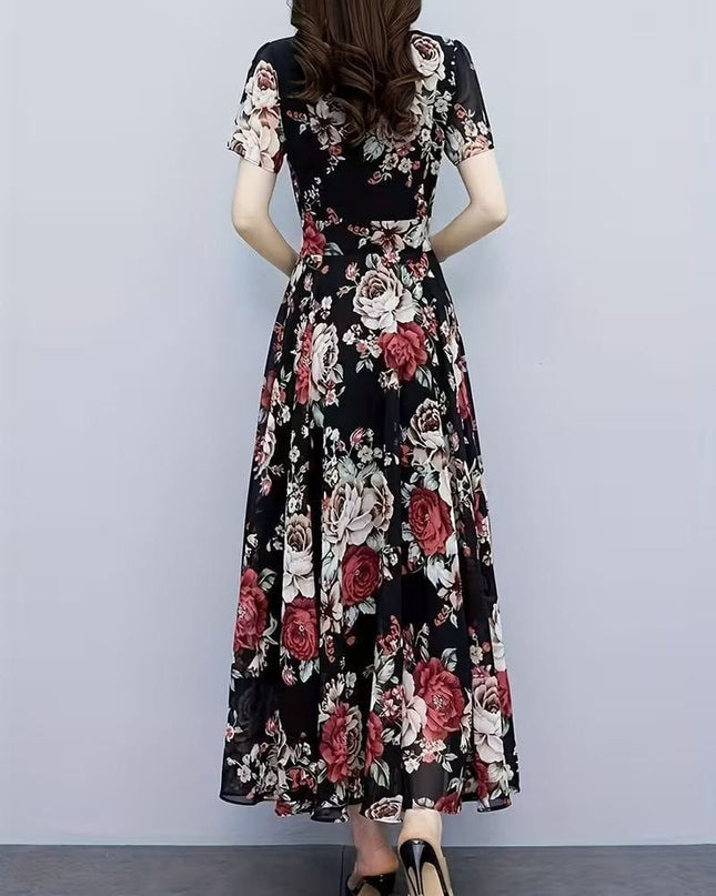 Lightweight Floral Chiffon Maxi Dress | Perfect For Party Wear - Rosepetals Luxe