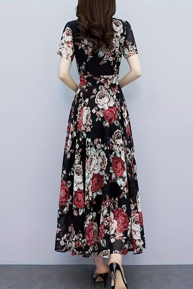 Lightweight Floral Chiffon Maxi Dress | Perfect For Party Wear - Rosepetals Luxe