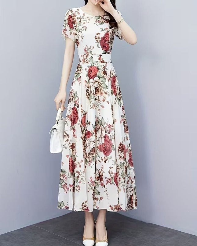 Lightweight Floral Chiffon Maxi Dress | Perfect For Party Wear - Rosepetals Luxe