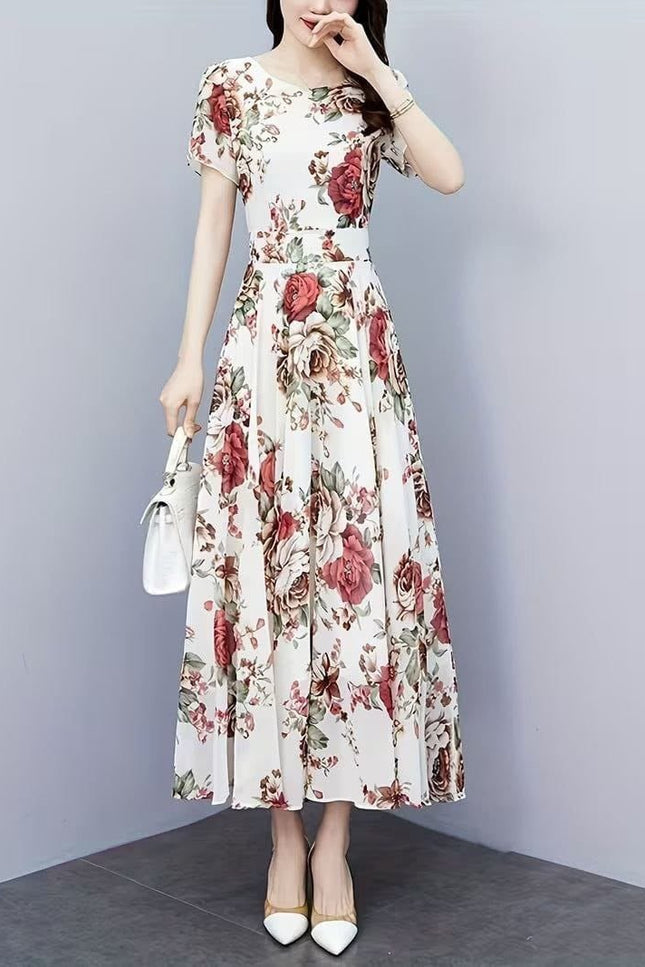 Lightweight Floral Chiffon Maxi Dress | Perfect For Party Wear - Rosepetals Luxe