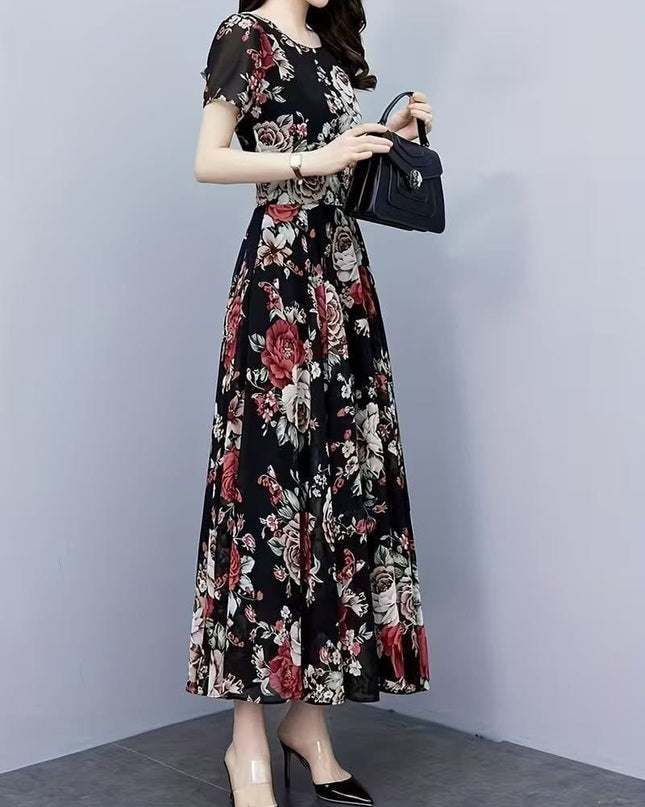 Lightweight Floral Chiffon Maxi Dress | Perfect For Party Wear - Rosepetals Luxe