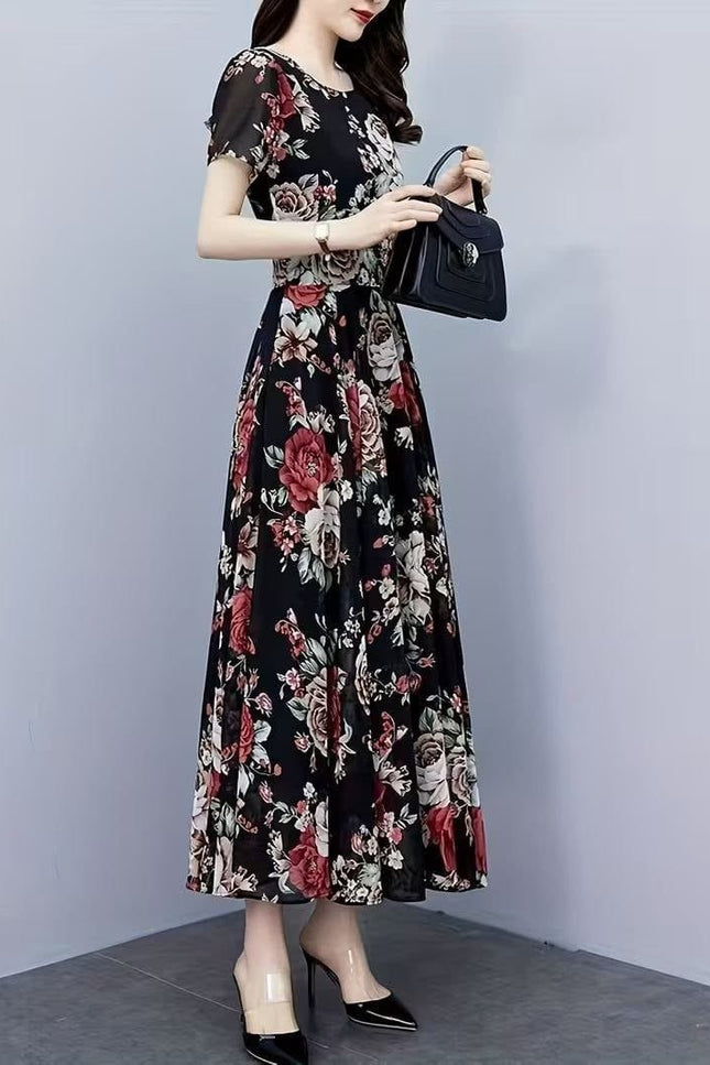 Lightweight Floral Chiffon Maxi Dress | Perfect For Party Wear - Rosepetals Luxe