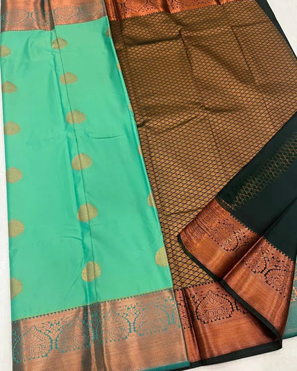 Luxe Silk Embossed Saree with Contrast Zari Border - Rosepetals Luxe