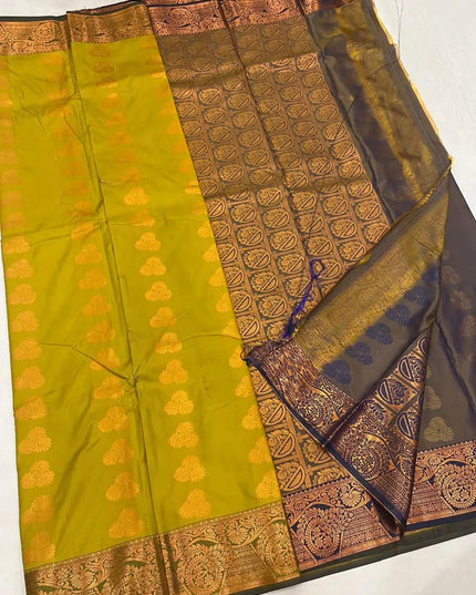 Luxe Silk Embossed Saree with Contrast Zari Border - Rosepetals Luxe