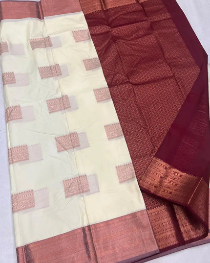 Luxe Silk Embossed Saree with Contrast Zari Border - Rosepetals Luxe