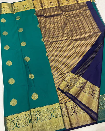 Luxe Silk Embossed Saree with Contrast Zari Border - Rosepetals Luxe