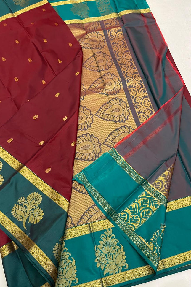 Luxe Silk Saree with Gap Border - Rosepetals Luxe