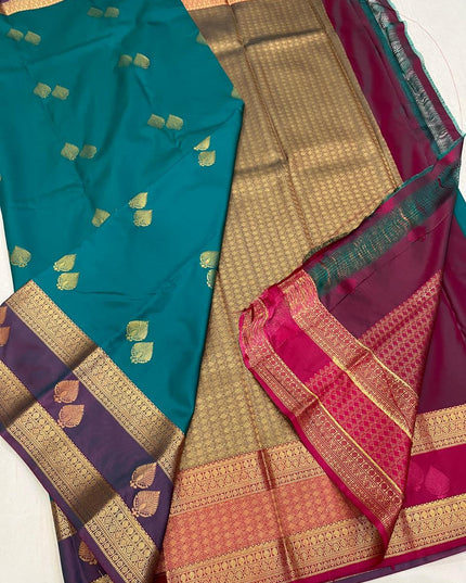 Luxe Silk Saree with Gap Border - Rosepetals Luxe