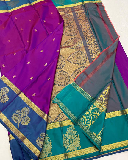 Luxe Silk Saree with Gap Border - Rosepetals Luxe