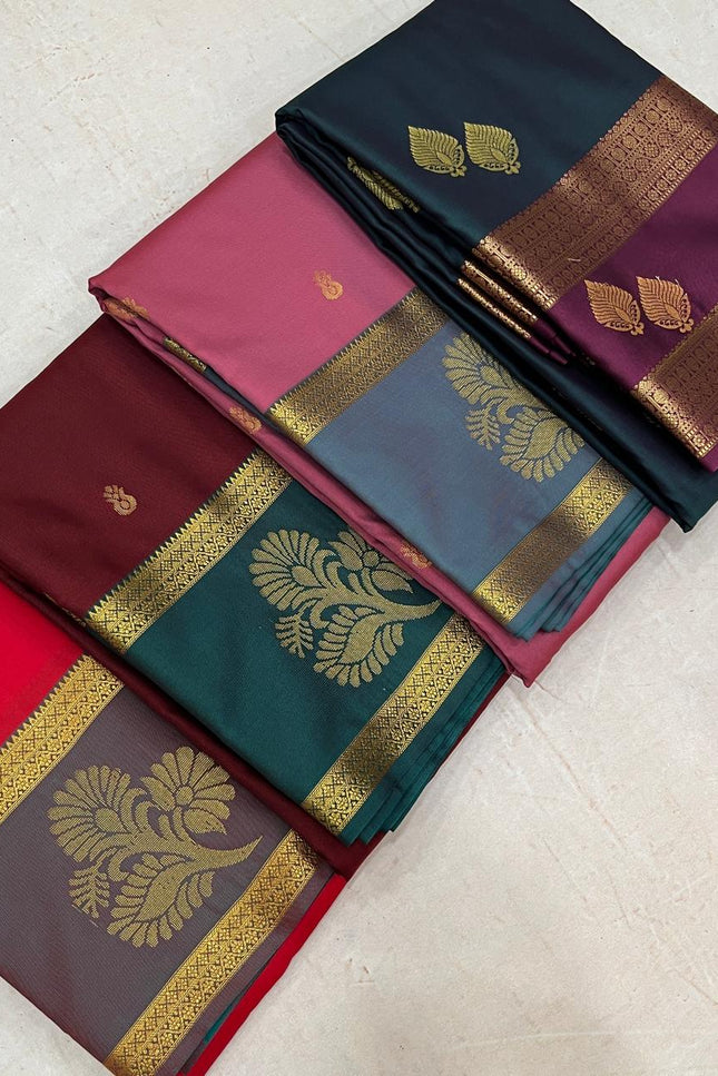 Luxe Silk Saree with Gap Border - Rosepetals Luxe
