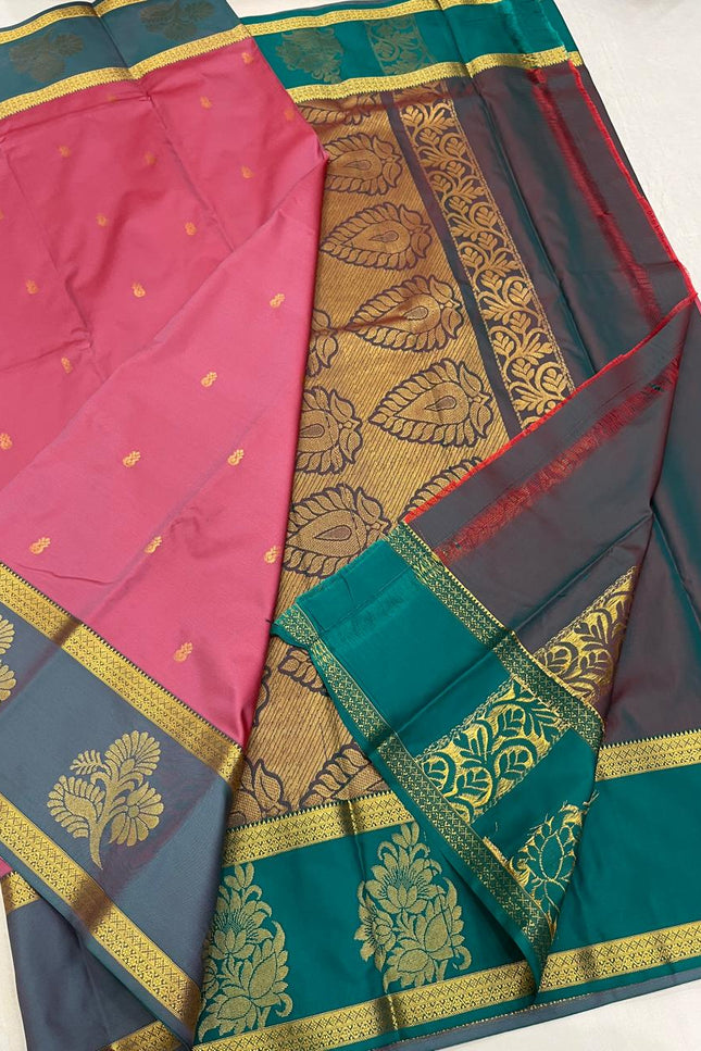 Luxe Silk Saree with Gap Border - Rosepetals Luxe