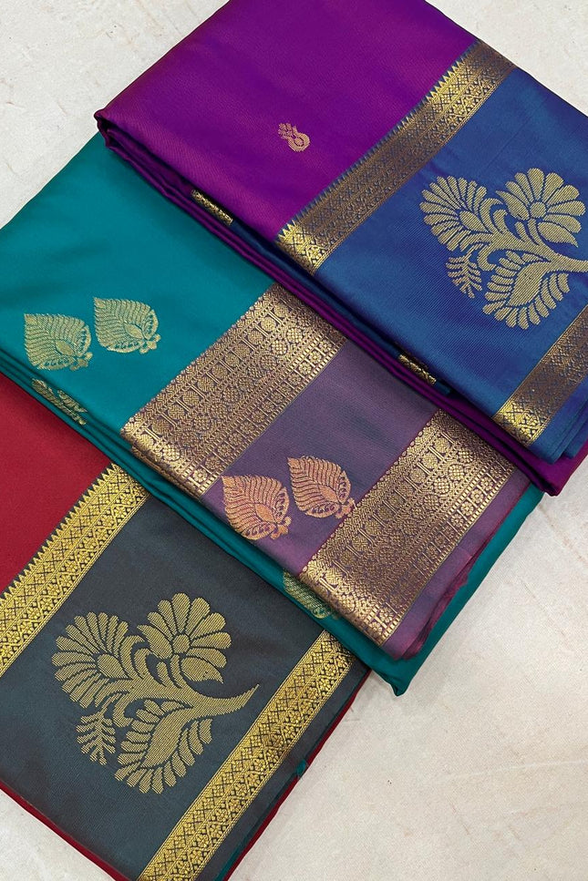 Luxe Silk Saree with Gap Border - Rosepetals Luxe
