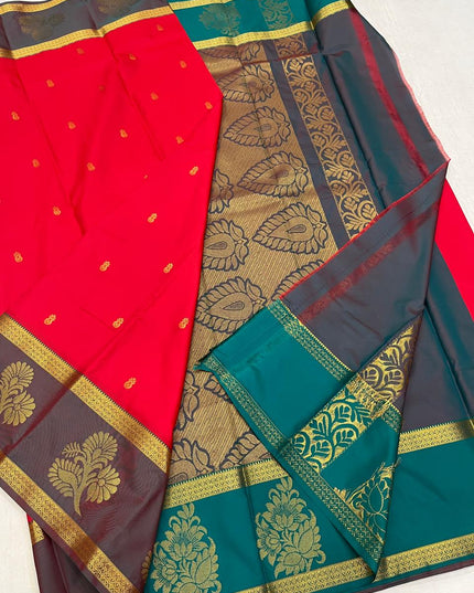 Luxe Silk Saree with Gap Border - Rosepetals Luxe