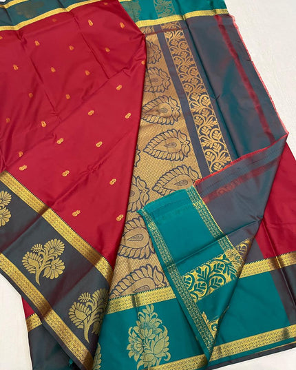 Luxe Silk Saree with Gap Border - Rosepetals Luxe