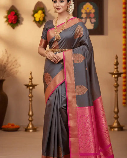 Luxe Soft Silk Saree | Jacquard Weave | 9 Colours | Festive & Everyday Elegance - Rosepetals Luxe