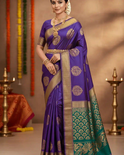 Luxe Soft Silk Saree | Jacquard Weave | 9 Colours | Festive & Everyday Elegance - Rosepetals Luxe