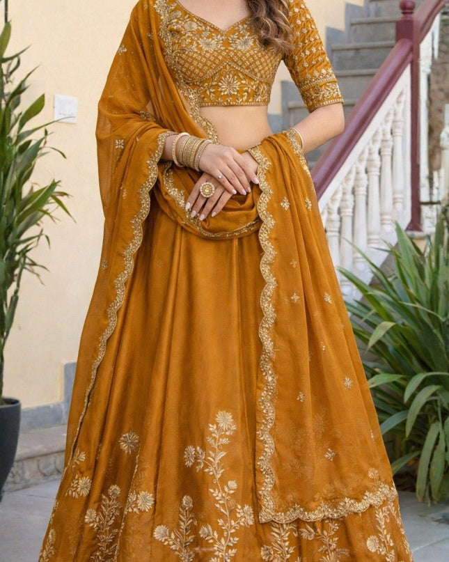Luxury Rangoli Silk Lehenga Set | Heavy Embroidery & Sequence Work | Perfect For Festive - Rosepetals Luxe