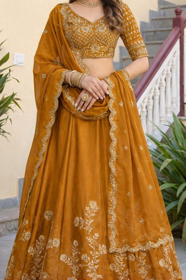Luxury Rangoli Silk Lehenga Set | Heavy Embroidery & Sequence Work | Perfect For Festive - Rosepetals Luxe
