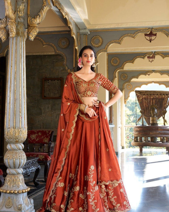 Luxury Rangoli Silk Lehenga Set | Heavy Embroidery & Sequence Work | Perfect For Festive - Rosepetals Luxe