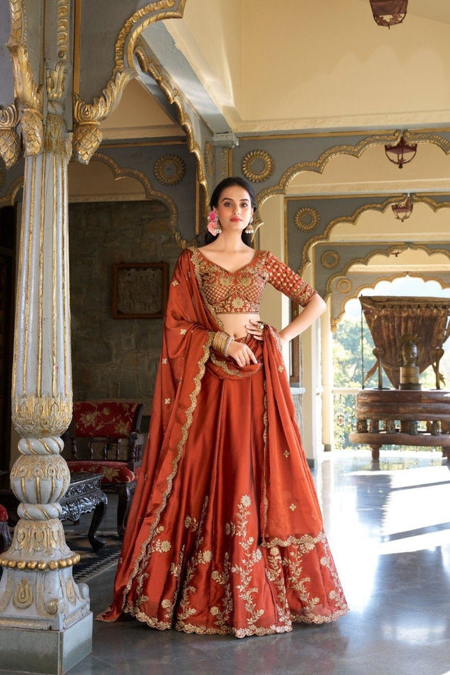 Luxury Rangoli Silk Lehenga Set | Heavy Embroidery & Sequence Work | Perfect For Festive - Rosepetals Luxe