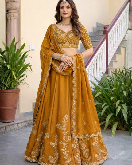 Luxury Rangoli Silk Lehenga Set | Heavy Embroidery & Sequence Work | Perfect For Festive - Rosepetals Luxe