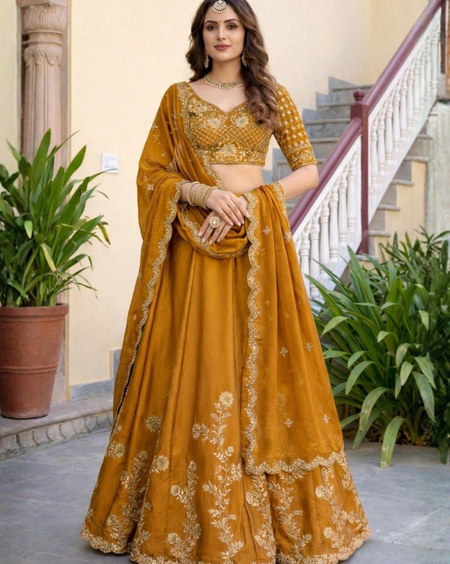 Luxury Rangoli Silk Lehenga Set | Heavy Embroidery & Sequence Work | Perfect For Festive - Rosepetals Luxe