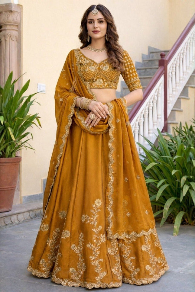 Luxury Rangoli Silk Lehenga Set | Heavy Embroidery & Sequence Work | Perfect For Festive - Rosepetals Luxe