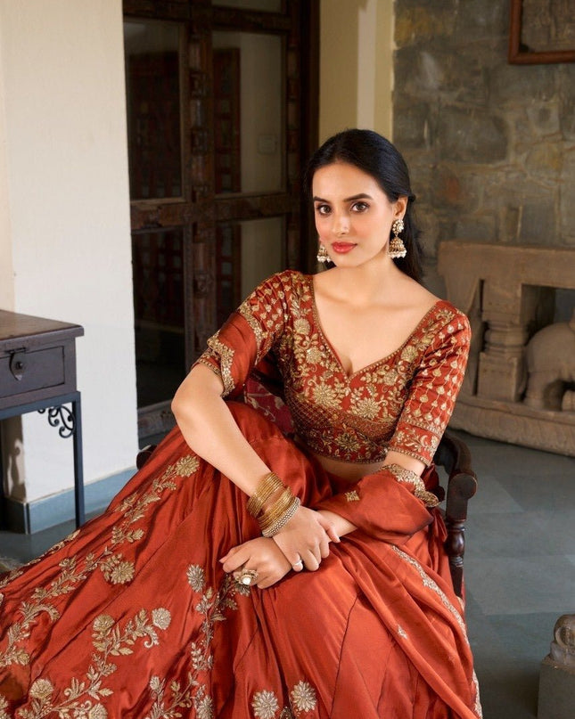 Luxury Rangoli Silk Lehenga Set | Heavy Embroidery & Sequence Work | Perfect For Festive - Rosepetals Luxe