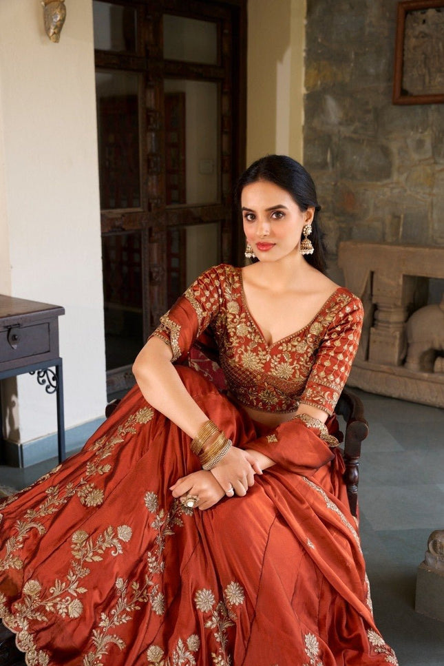 Luxury Rangoli Silk Lehenga Set | Heavy Embroidery & Sequence Work | Perfect For Festive - Rosepetals Luxe