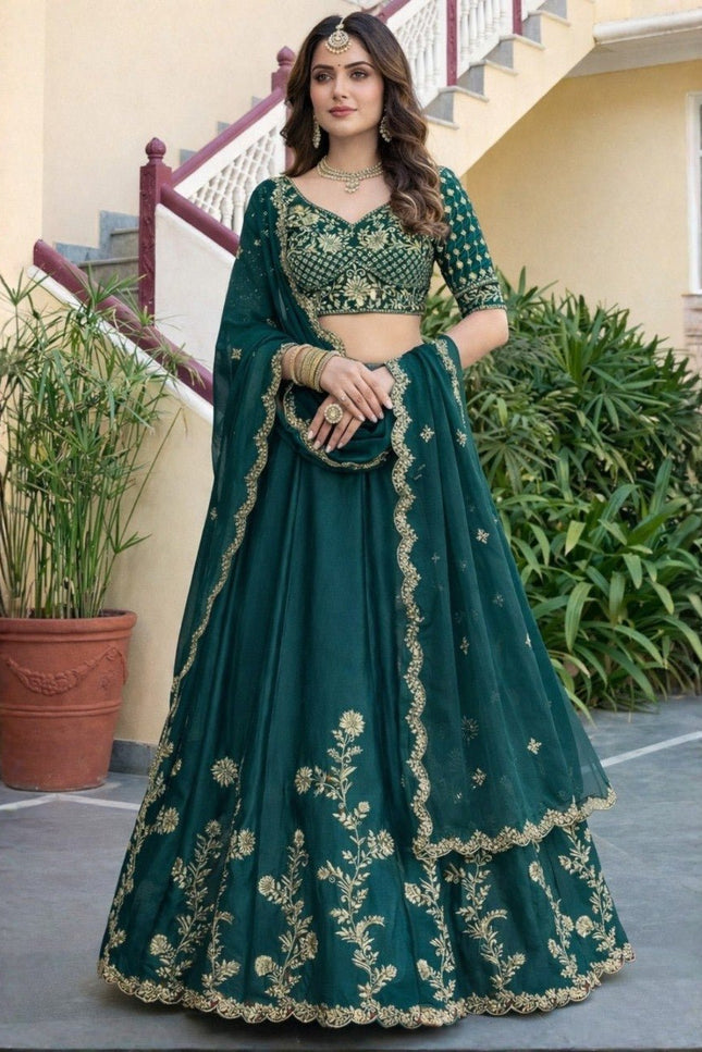 Luxury Rangoli Silk Lehenga Set | Heavy Embroidery & Sequence Work | Perfect For Festive - Rosepetals Luxe