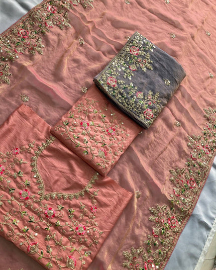 Luxury Soft Moss Chiffon Saree – Wedding Special Graceful Party Wear - Rosepetals Luxe