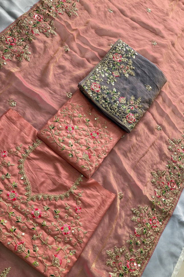 Luxury Soft Moss Chiffon Saree – Wedding Special Graceful Party Wear - Rosepetals Luxe