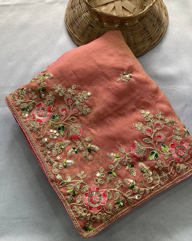 Luxury Soft Moss Chiffon Saree – Wedding Special Graceful Party Wear - Rosepetals Luxe