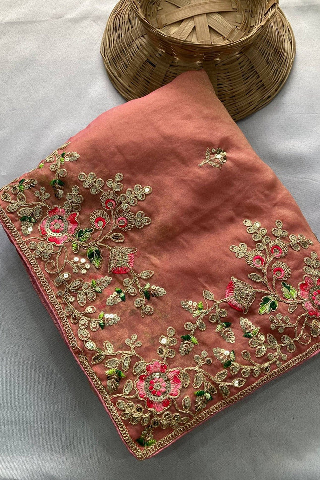 Luxury Soft Moss Chiffon Saree – Wedding Special Graceful Party Wear - Rosepetals Luxe