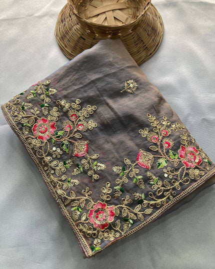 Luxury Soft Moss Chiffon Saree – Wedding Special Graceful Party Wear - Rosepetals Luxe